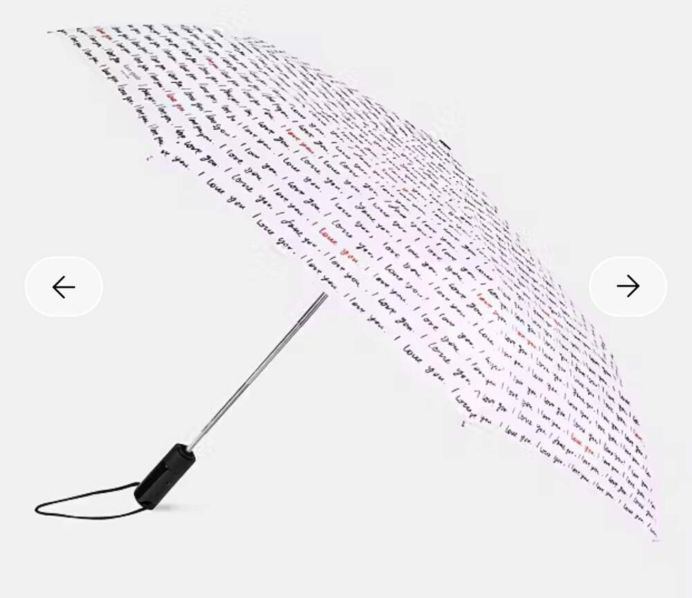 NWT Kate Spade I Love You Travel Umbrella Compact Auto Open Close White KP894